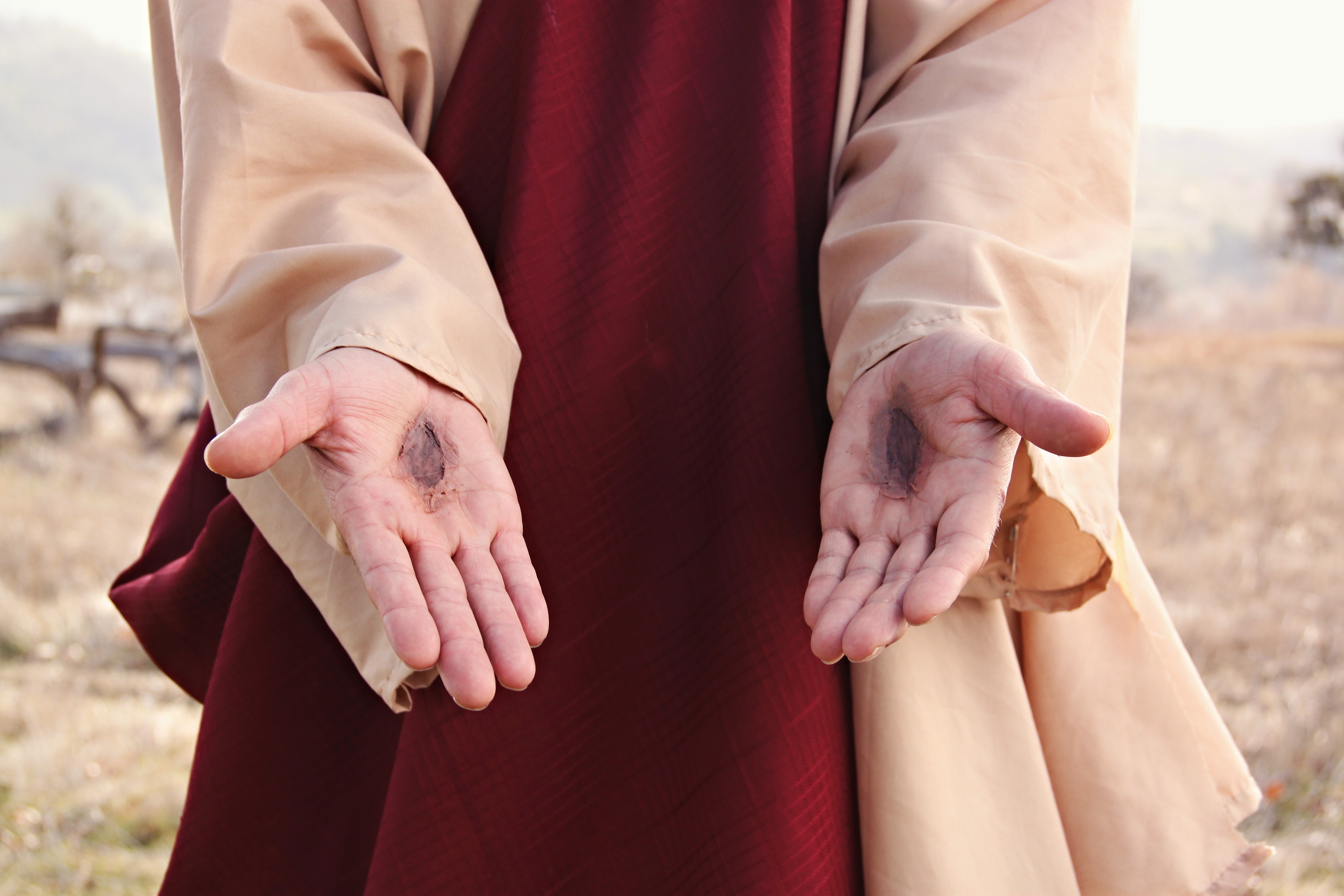 Jesus Christ's Hand with Nail Scars in Public Domain Art - wide 2